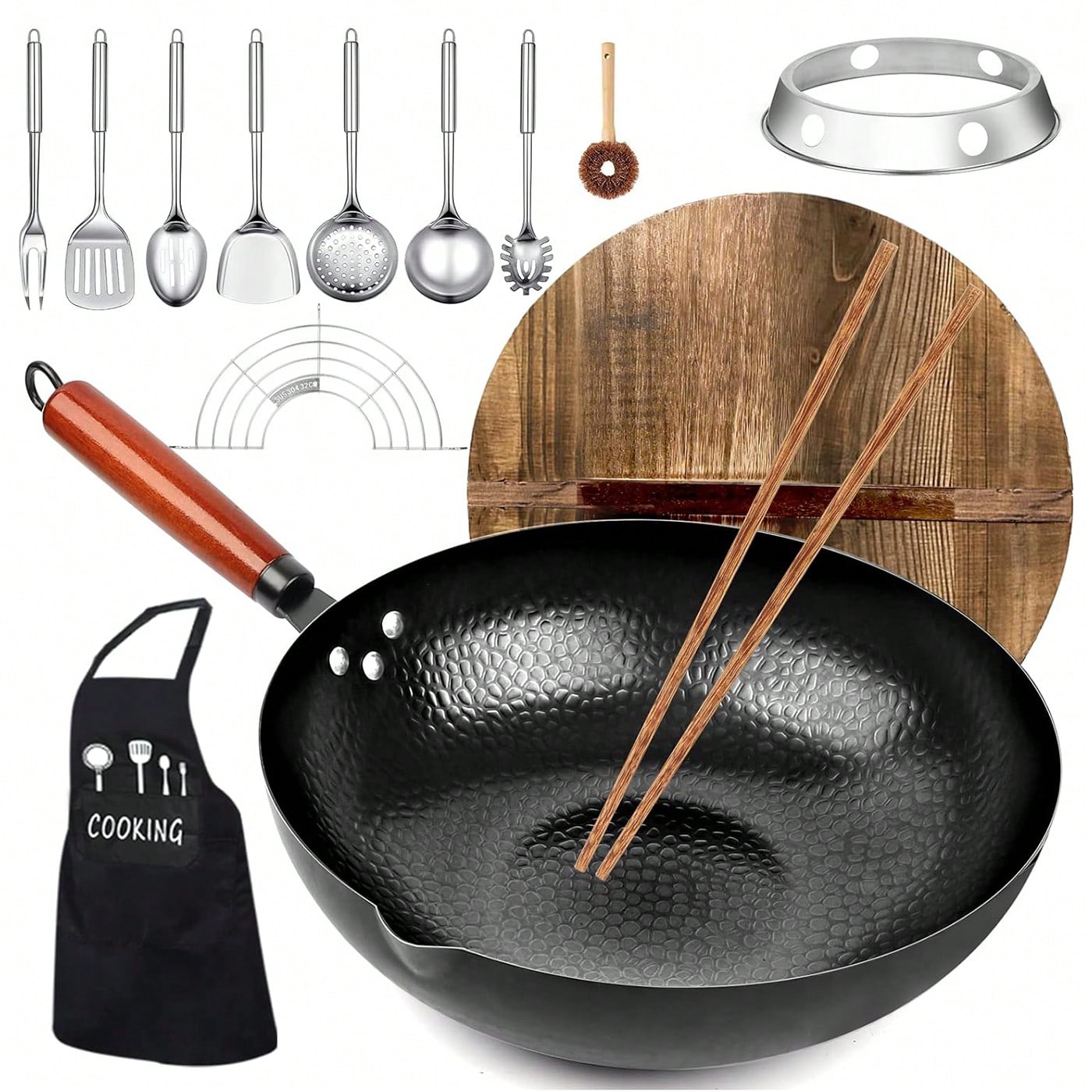 Wok Electric Flat - مقلاة ووك من الفولاذ الكربوني مقاس