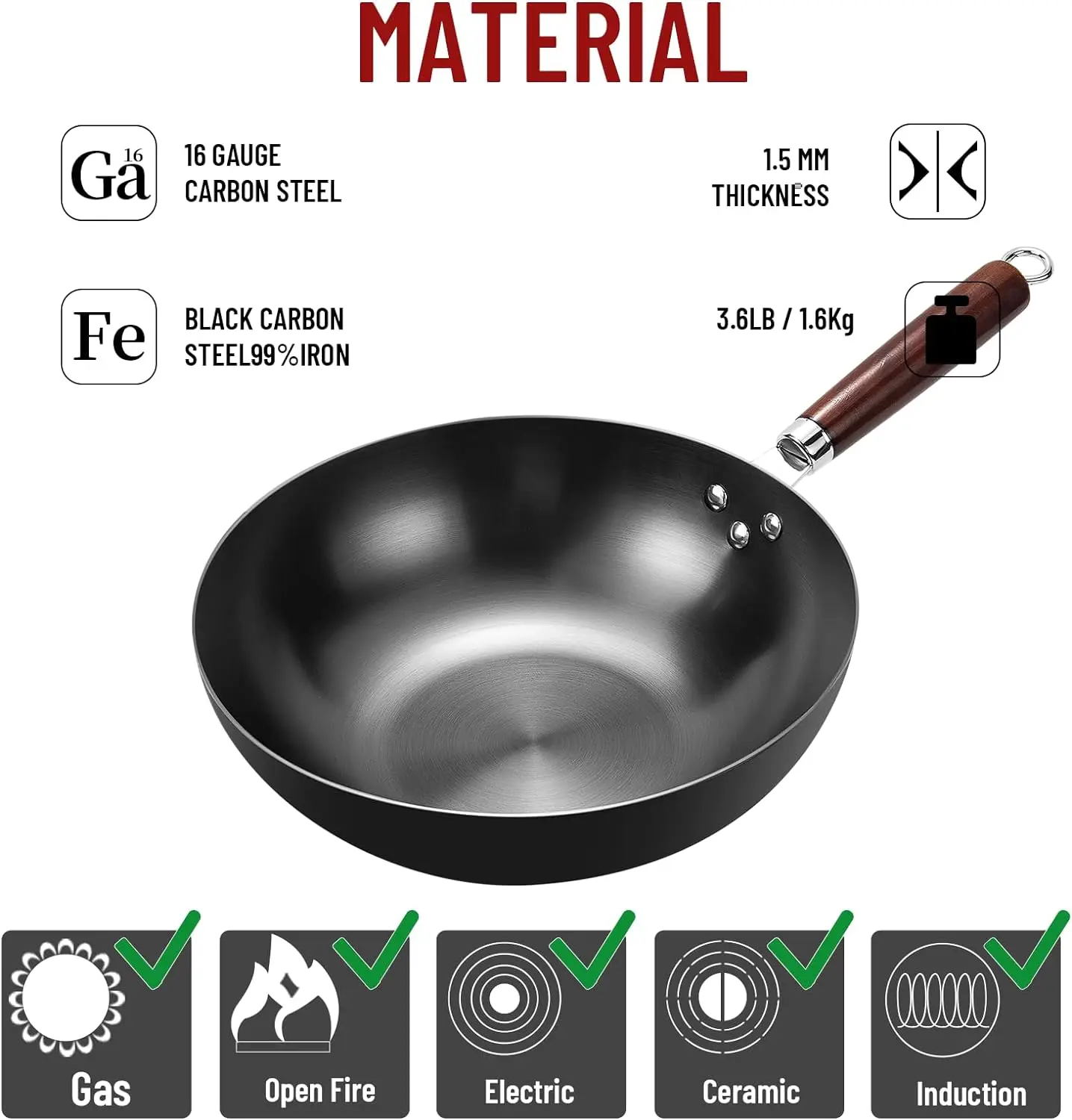 مقلاة ووك مسطحة القاع 32 سم، م - مراجعة Wok Electric Flat وسعره