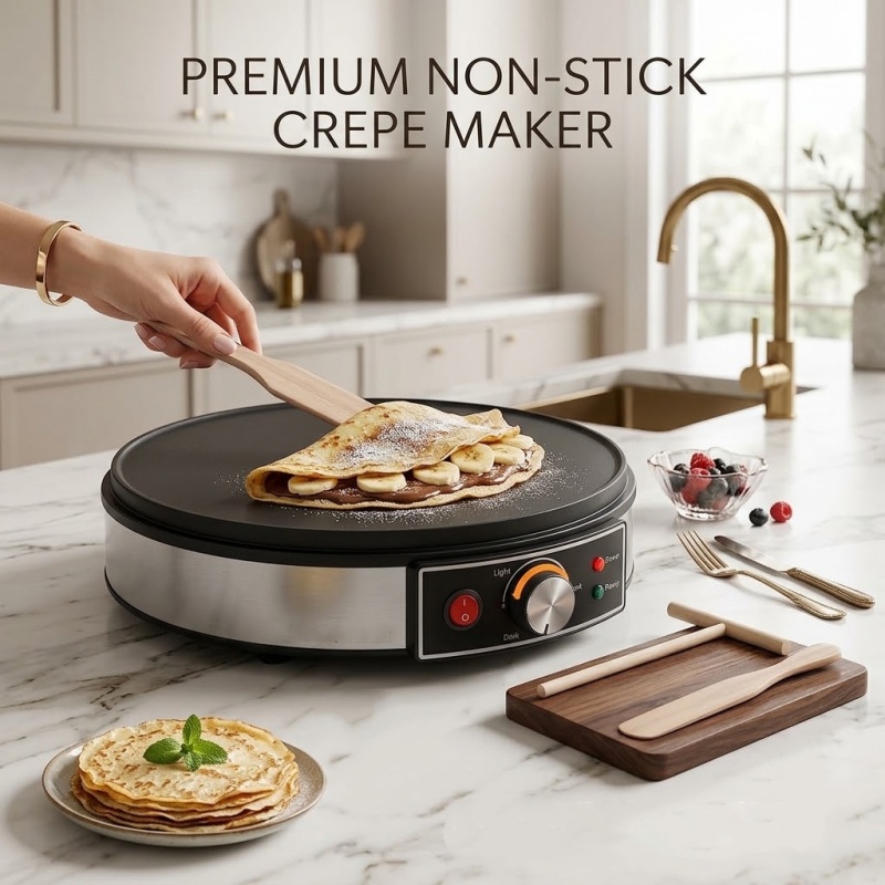 صانعة الكريب الكهربائية غير ال - مراجعة Crepe Maker Non Stick وسعره